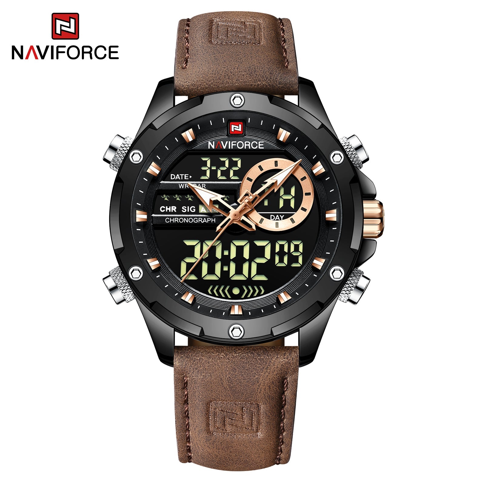 Naviforce Cuero Doble Hora Ref NF9208L